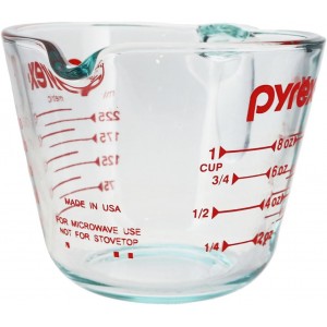 Pyrex Prepware 1 Cup Measuring Cup, Clear w/ Red Measurements (6001074)