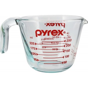 Pyrex Prepware 1 Cup Measuring Cup, Clear w/ Red Measurements (6001074)