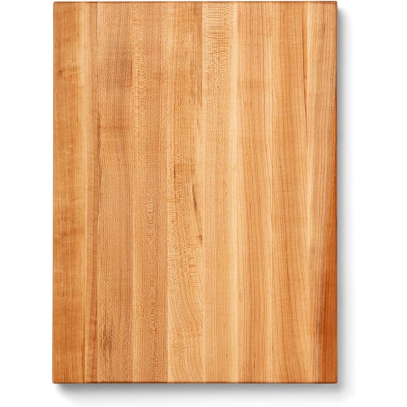 R-Board Series Rectangular Wooden Maple Cutting Board 20”x15” – 1.5” Thick, 12-lb Reversible Butcher Block with Edge-Grain & Finger Grips – Made in the USA