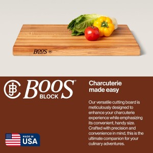 R-Board Series Rectangular Wooden Maple Cutting Board 20”x15” – 1.5” Thick, 12-lb Reversible Butcher Block with Edge-Grain & Finger Grips – Made in the USA