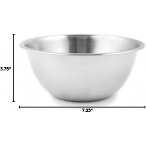 Fox Run Stainless Steel Small Mixing Bowl, 7.25 x 7.25 x 3.75 inches, Metallic