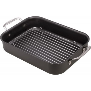 HIC Kitchen Roasting Baking Broiler Rack, Chrome-Plated Steel, Holds Smaller Food Securely, 12 x 7.75 x 1.5-Inches