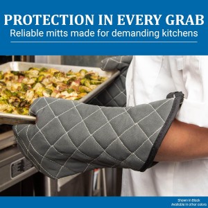 San Jamar Bestguard Oven Mitt with Reinforced Webguard Plus, Cotton, 15 Inches, Black
