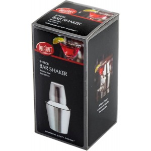TableCraft 3-Piece Stainless Steel Cocktail Shaker, 8-Ounce