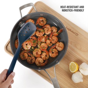 Calphalon Edge Silicone Flexible Slotted Spoon/Skimmer - Navy Blue