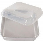 Nordic Ware Natural Aluminum Commercial Square Cake Pan with Lid, Exterior 9.88 x 9.88 Inches