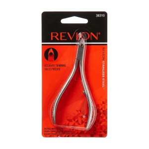 Revlon Half Jaw Cuticle Nipper, Manicure Tool for Nail Care, Hangnail Clipper, For More Precise Trims, Non-Slip Grip, Stainless Steel, 1 Count