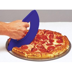 Rock'n Roll Pizza Cutter, Plastic, Non-Stick, Rocking, 9 inch, Easy Clean, Dishwasher Safe, Handheld Pizza Slicer, Easier Slicing Tool, Baking, Pastry Bread Cutting Knife, Made in USA, Cobalt Blue