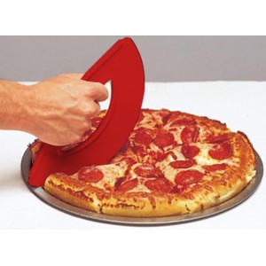 Rock'n Roll Pizza Cutter, Plastic, Non-Stick, Rocking, 9 inch, Easy to Clean, Dishwasher Safe, Handheld Pizza Slicer, Easier Slicing Tool, Baking Tools, Pastry Bread Cutting Knife, Made in USA,, Red