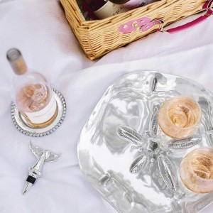 MARIPOSA BEADED WINE COASTER | SILVER | BRILLANTE | BARWARE | WINE PLATES & COASTERS | RECYCLED SANDCAST ALUMINUM | HANDMADE IN MEXICO