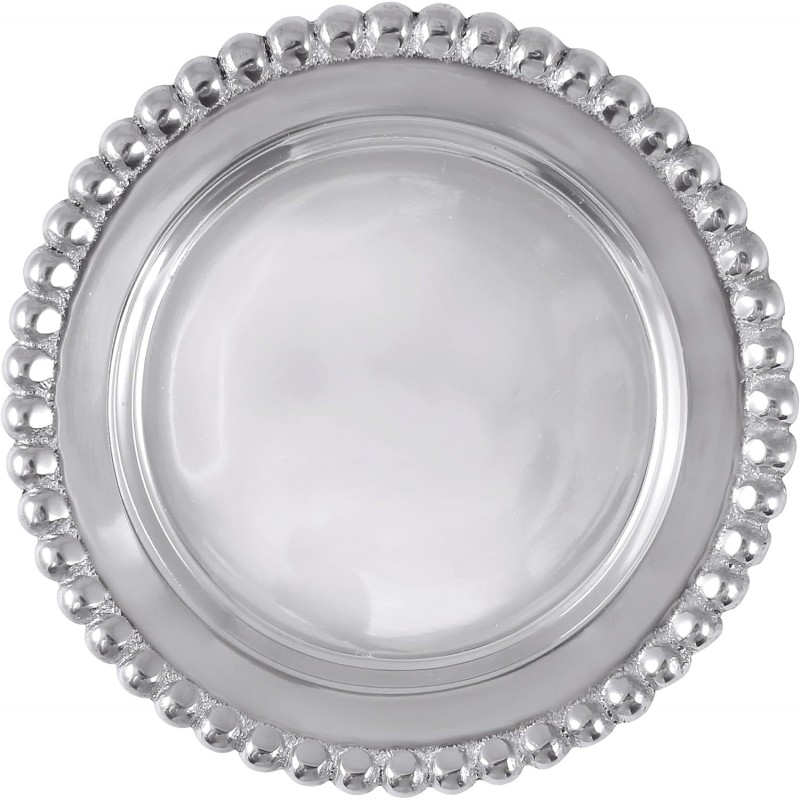 MARIPOSA BEADED WINE COASTER | SILVER | BRILLANTE | BARWARE | WINE PLATES & COASTERS | RECYCLED SANDCAST ALUMINUM | HANDMADE IN MEXICO