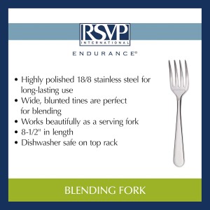 RSVP International Endurance Kitchen Baking Tool Collection, Blending Fork, Stainless Steel