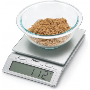Polder Easy-Read Digital Glass Top Scale, 11-Pound (5 kg.) Capacity