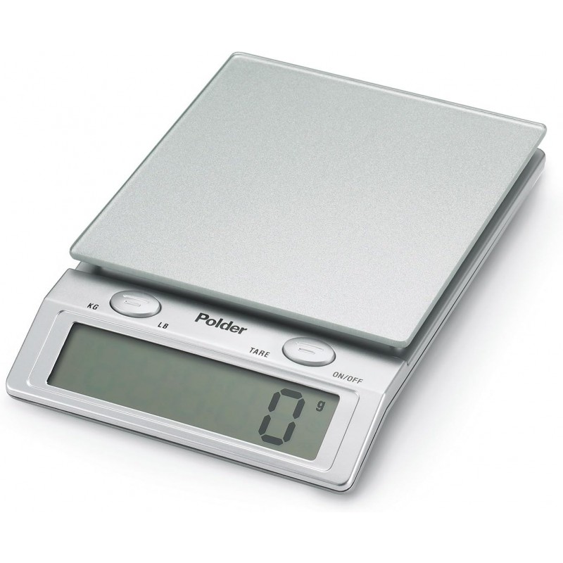 Polder Easy-Read Digital Glass Top Scale, 11-Pound (5 kg.) Capacity