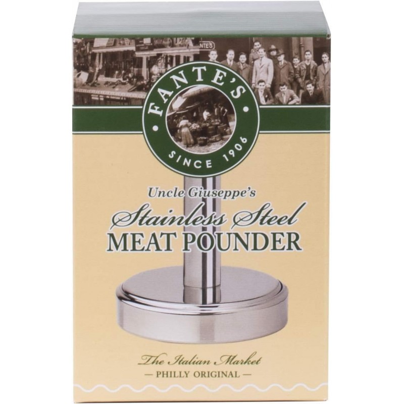 Fantes Meat Pounder, Stainless Steel, 5-Inches Tall with 3.25-Inch Pounding Surface, The Italian Market Original since 1906, 1 EA