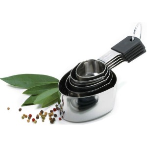 Norpro Grip-Ez Stainless Steel Measuring Cups, 5-Piece, Silver