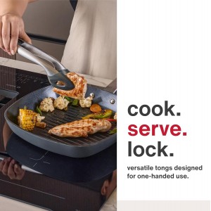 Zyliss Silicone-Tipped Tongs - Perfect for Healthy Cooking - Heat-Resistant Tongs with Ergonomic Grip - Locking Design for Kitchen Drawer Organization - Dishwasher Safe, Red