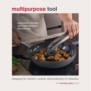 Zyliss Silicone-Tipped Tongs - Perfect for Healthy Cooking - Heat-Resistant Tongs with Ergonomic Grip - Locking Design for Kitchen Drawer Organization - Dishwasher Safe, Red