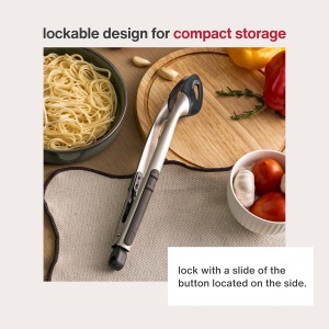 Zyliss Silicone-Tipped Tongs - Perfect for Healthy Cooking - Heat-Resistant Tongs with Ergonomic Grip - Locking Design for Kitchen Drawer Organization - Dishwasher Safe, Red