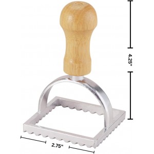 Fantes Ravioli Maker Stamp Set, Square Stamp with Wooden Handle and Fluted Edge, 2.75-Inch, The Italian Market Original since 1906