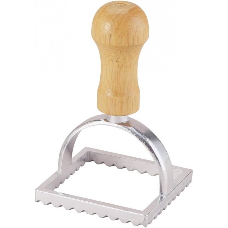 Fantes Ravioli Maker Stamp Set, Square Stamp with Wooden Handle and Fluted Edge, 2.75-Inch, The Italian Market Original since 1906