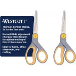 Westcott 8” Titanium Bonded Scissors with Adjustable Glide and Soft Handle, 2-Pack- Durable Multipurpose Scissors for Office, Home, and School Use, Sharp Precision Blades for Everyday Cutting