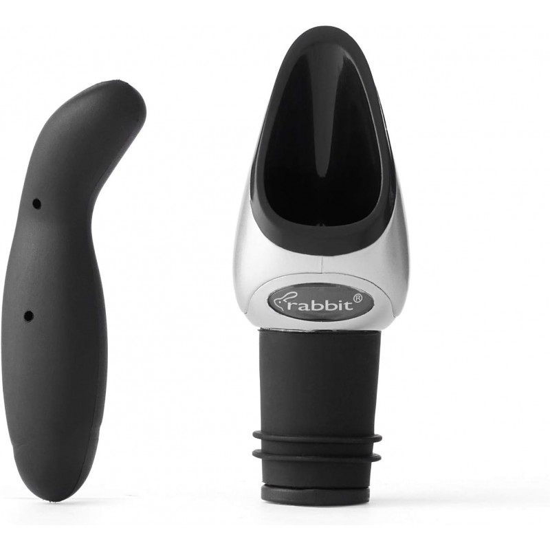 Metrokane Rabbit Wine Pourer with Stopper, Black, W6116N, 1 EA