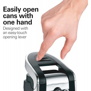 Hamilton Beach Smooth Edge Electric Automatic Can Opener for Kitchen with Easy Push Down Lever, Extra Tall, Includes Stainless Steel Scissors, Black and Chrome (76607)