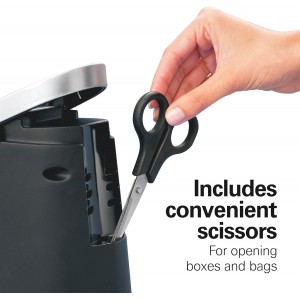 Hamilton Beach Smooth Edge Electric Automatic Can Opener for Kitchen with Easy Push Down Lever, Extra Tall, Includes Stainless Steel Scissors, Black and Chrome (76607)