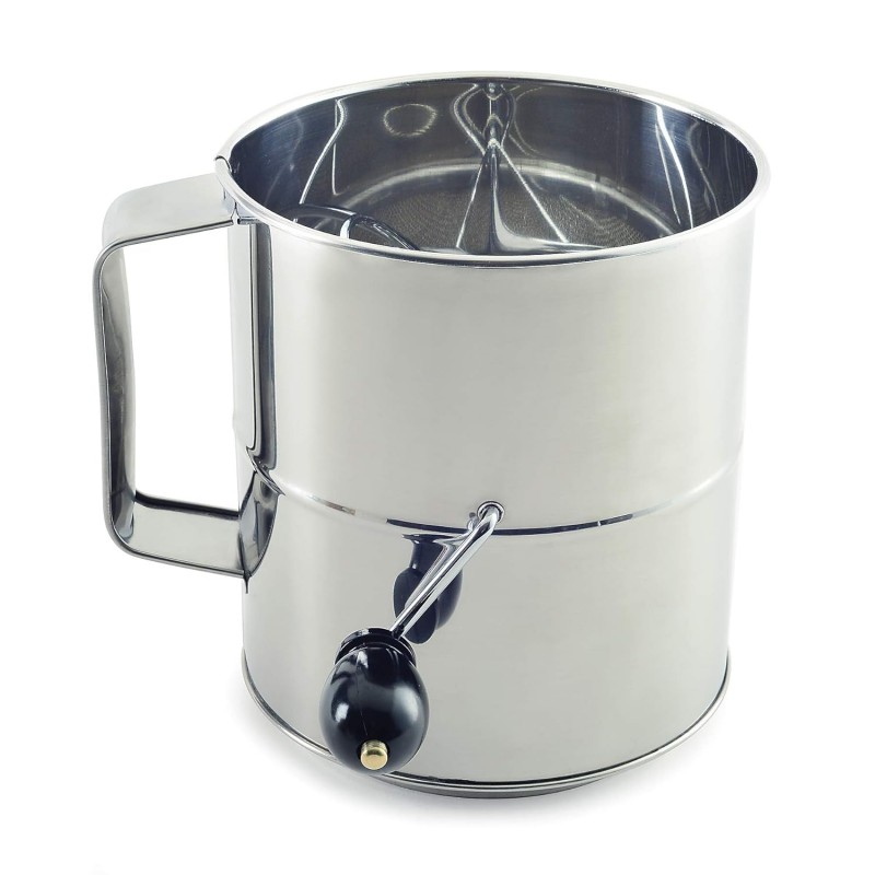 Norpro Polished 8-Cup Stainless Steel Hand Crank Sifter