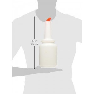 Winco 2qt Liquor/Juice Pour Bottle, Orange Spout & Lid