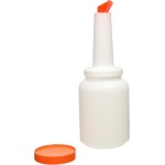 Winco 2qt Liquor/Juice Pour Bottle, Orange Spout & Lid
