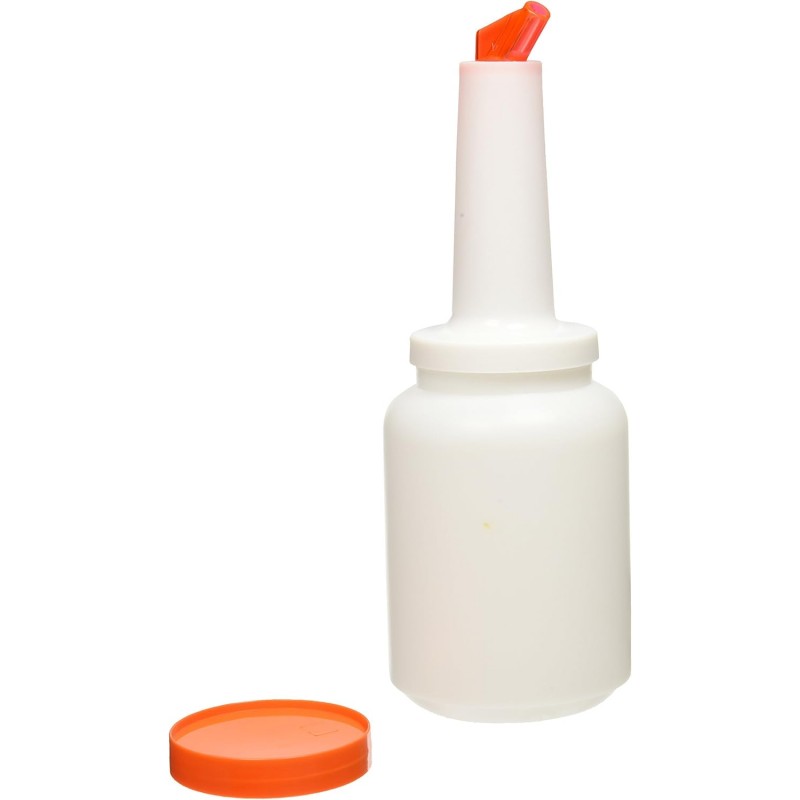 Winco 2qt Liquor/Juice Pour Bottle, Orange Spout & Lid