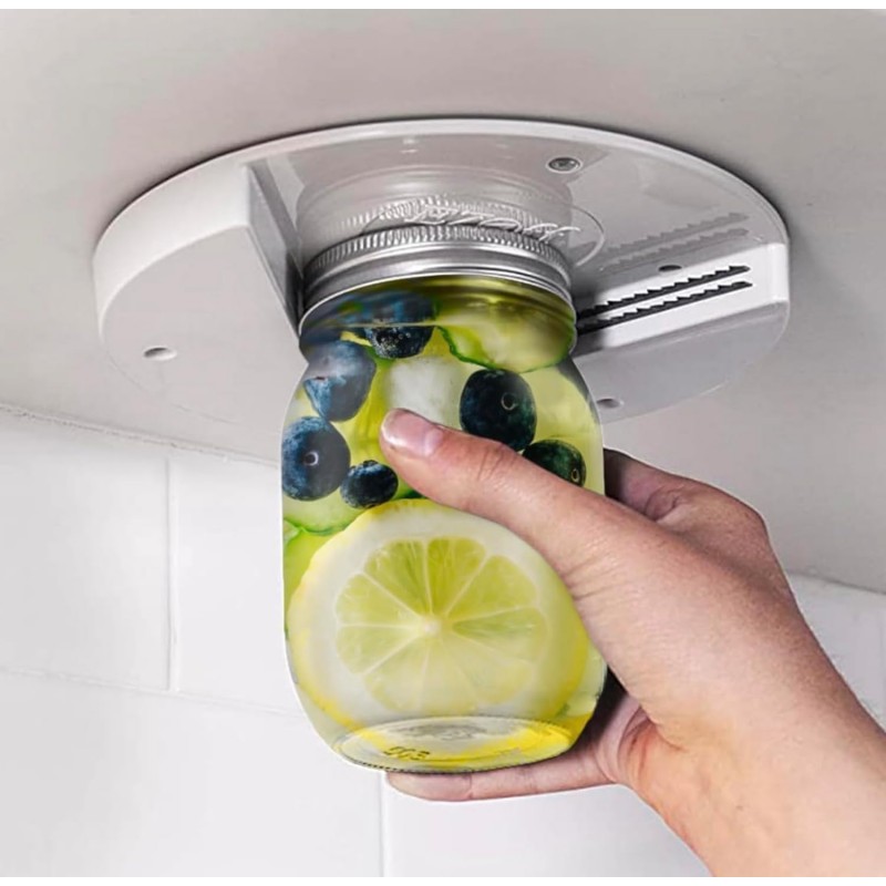 EZ Off Jar Opener for Seniors - Under Cabinet Jar Openers for Weak Hands, Easy Grip, Arthritis jar opener, One Handed Gadgets & Bottle Opener - Essential Kitchen Gadgets for Home Assistance - White