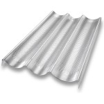 USA Pan Bakeware Aluminum Perforated Nonstick French Baguette Bread Pan, 3-Loaf