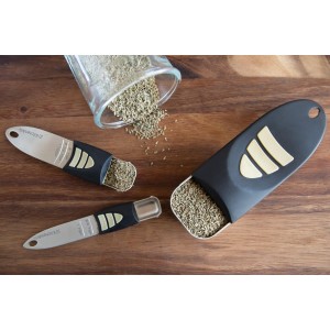 KitchenArt Cook’s Pro Adjust-A-Measure Set, 3-Piece, Satin,Black and Silver