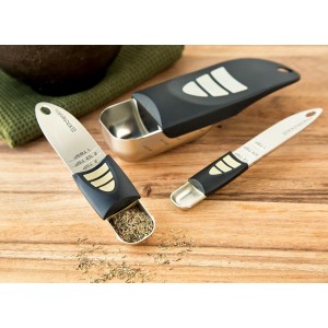 KitchenArt Cook’s Pro Adjust-A-Measure Set, 3-Piece, Satin,Black and Silver