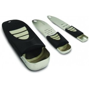 KitchenArt Cook’s Pro Adjust-A-Measure Set, 3-Piece, Satin,Black and Silver