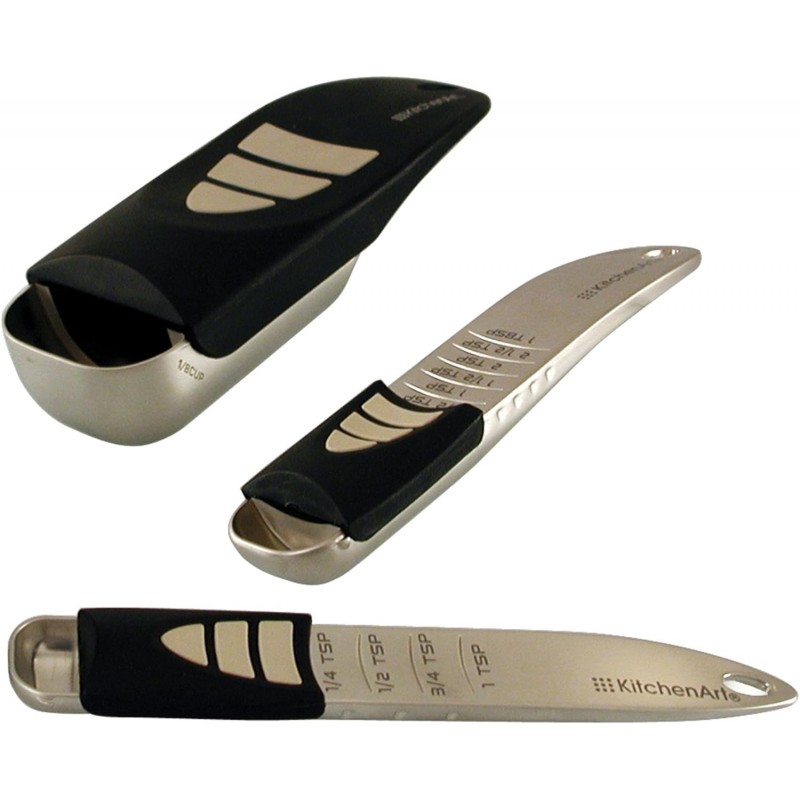 KitchenArt Cook’s Pro Adjust-A-Measure Set, 3-Piece, Satin,Black and Silver