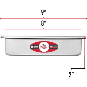 Fat Daddio's PSQ-882 Anodized Aluminum Square Cake Pan, 8 x 2 Inch