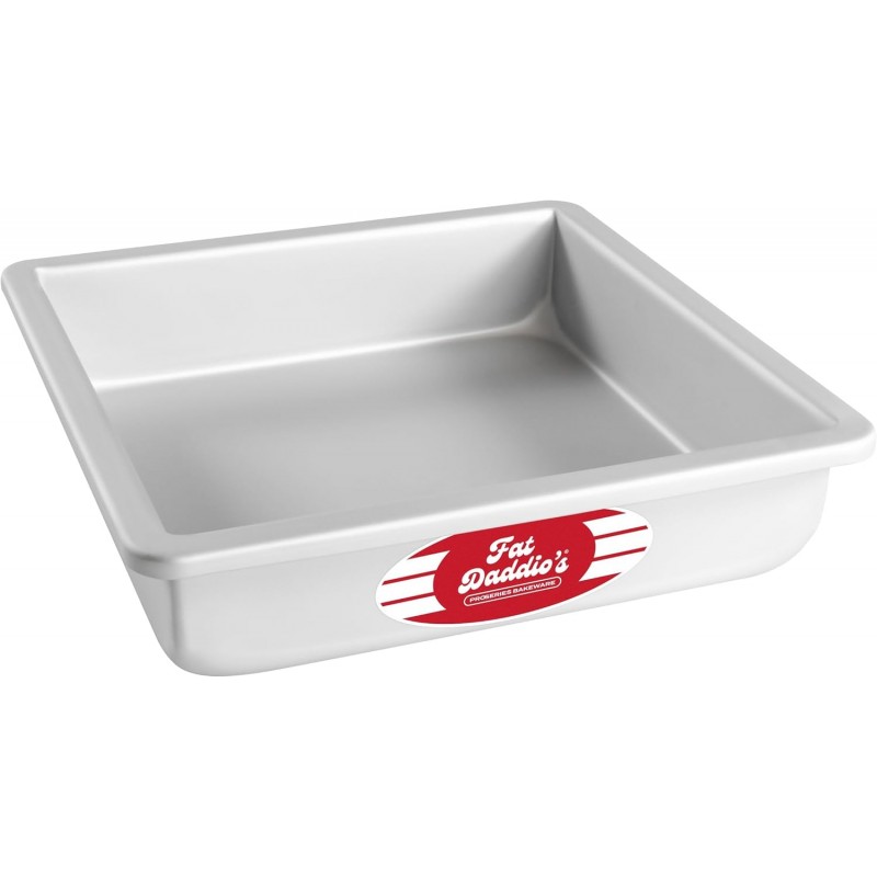 Fat Daddio's PSQ-882 Anodized Aluminum Square Cake Pan, 8 x 2 Inch