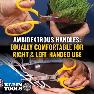 Klein Tools 23008 Premium Forged Heavy Duty Bent Trimmer Scissors, Made in USA, 8-Inch Multipurpose Durable Household Scissors, Perfect for Kitchen, Sewing, Crafts, Office