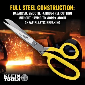 Klein Tools 23008 Premium Forged Heavy Duty Bent Trimmer Scissors, Made in USA, 8-Inch Multipurpose Durable Household Scissors, Perfect for Kitchen, Sewing, Crafts, Office