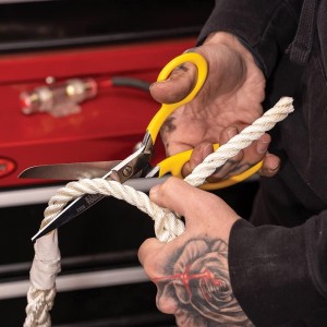 Klein Tools 23008 Premium Forged Heavy Duty Bent Trimmer Scissors, Made in USA, 8-Inch Multipurpose Durable Household Scissors, Perfect for Kitchen, Sewing, Crafts, Office