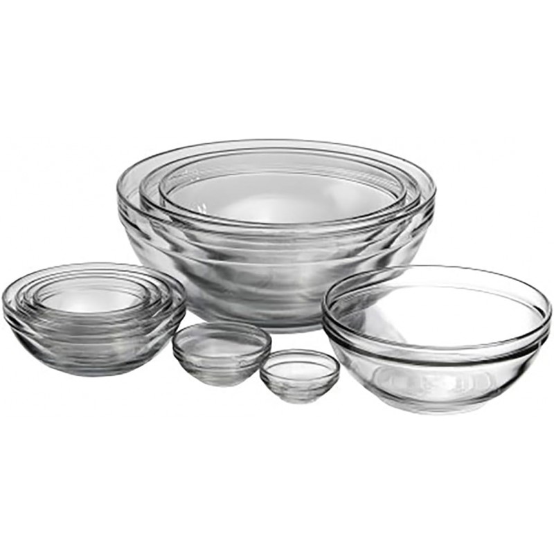 Anchor Hocking 10 Piece Mixing Bowl Set, Nesting Serving Bowls & Mixing Bowls (1 oz, 2 oz, 4 oz, 6 oz, 10 oz, 16 oz, 1 Qt, 1.5 Qt, 2.5 Qt, 3.5 Qt)