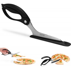 Dreamfarm Scizza 2-In-1 Easy Ergonomic Pizza Scissors with Stainless Steel Pizza Cutter Blades & Non-Stick Slice Server - Black