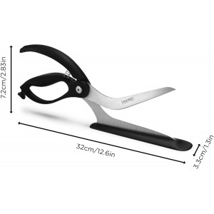 Dreamfarm Scizza 2-In-1 Easy Ergonomic Pizza Scissors with Stainless Steel Pizza Cutter Blades & Non-Stick Slice Server - Black