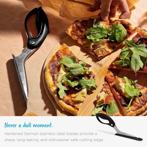Dreamfarm Scizza 2-In-1 Easy Ergonomic Pizza Scissors with Stainless Steel Pizza Cutter Blades & Non-Stick Slice Server - Black