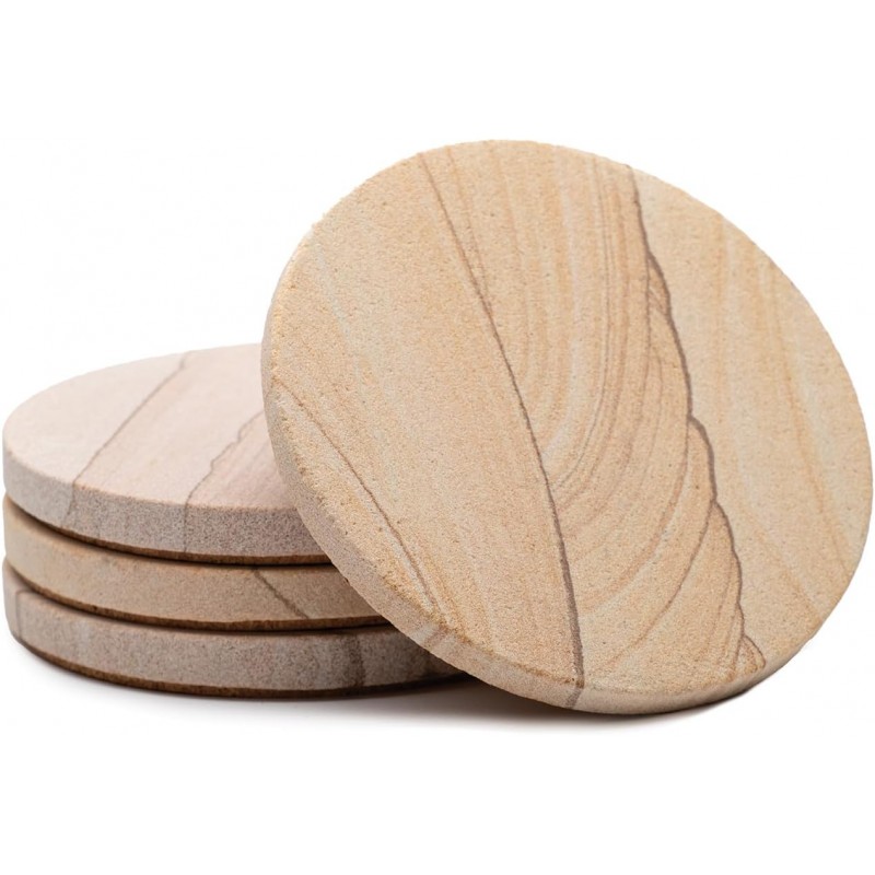 Thirstystone Brand - Desert Sand Coaster, Multicolor All Natural Sandstone - Durable Stone with Varying Patterns, Every Coaster Is An Original 4 inch round