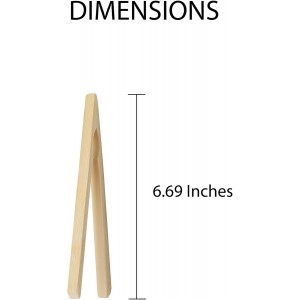 HIC Kitchen Toast Tongs, Natural Bamboo, 6.5-Inches